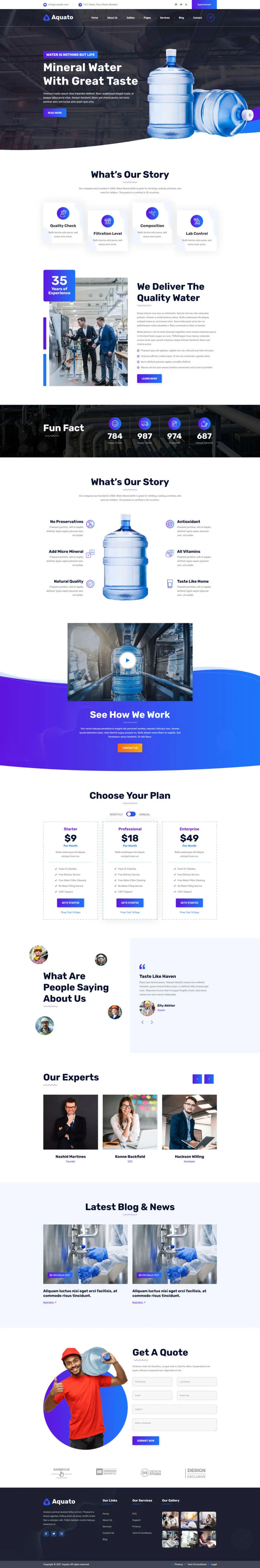 桶装水饮用水公司html模板-8楼资源网