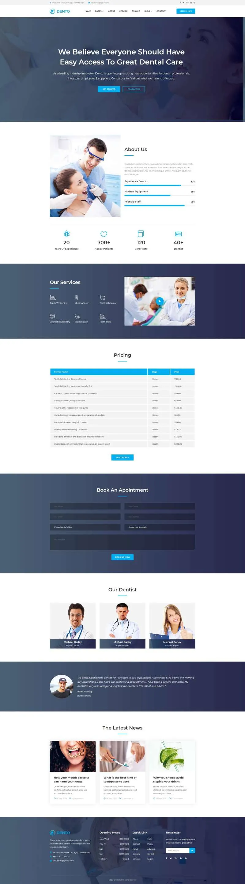 蓝色简洁牙科诊所医院html网站模板-8楼资源网