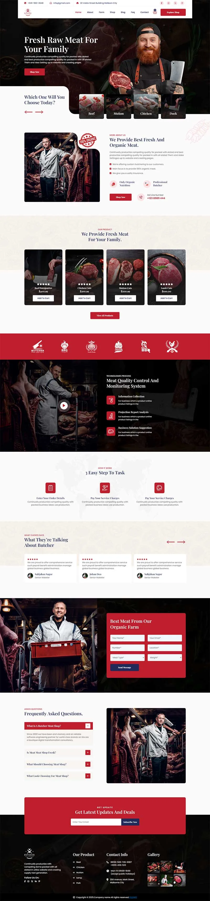 响应式有机肉食品类网页模板-8楼资源网