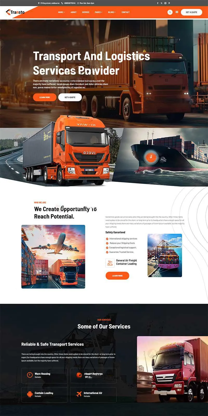 响应式货车物流运输网页模板-8楼资源网