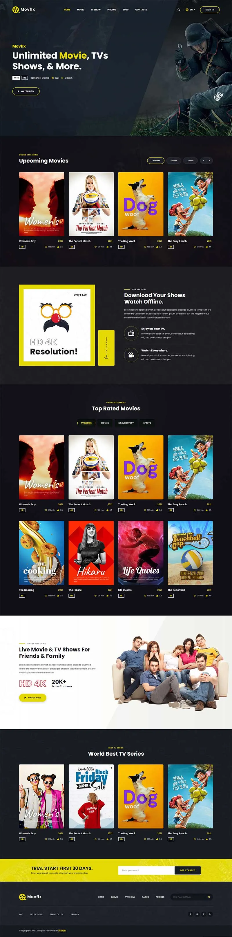 在线电影视频播放平台html网站模板-8楼资源网