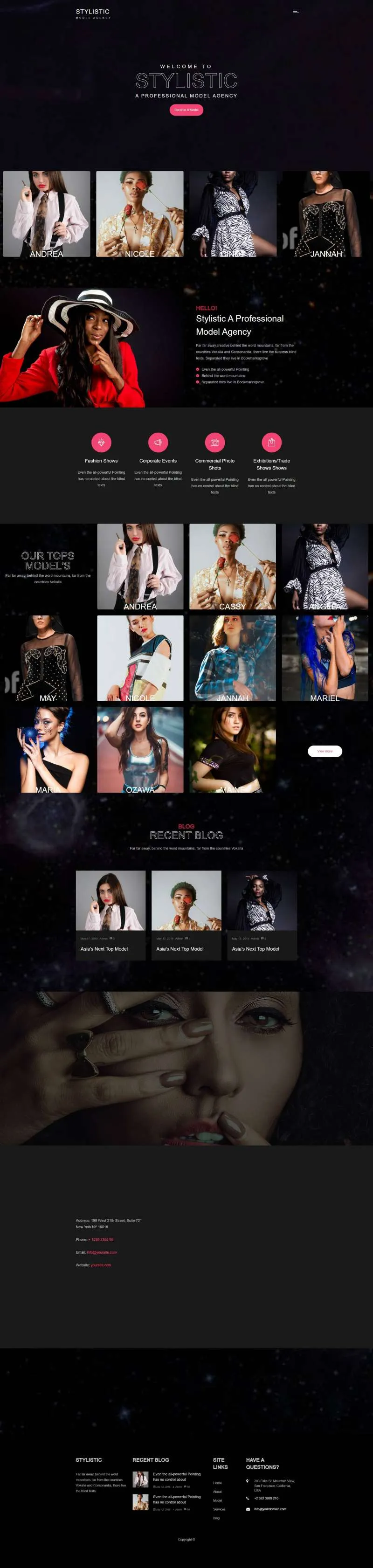 黑色模特经纪公司bootstrap4网站模板-8楼资源网