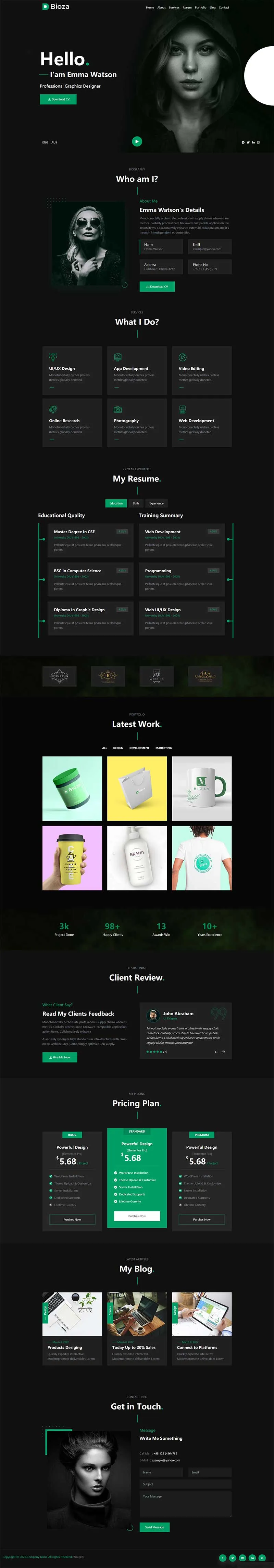黑色图形设计师个人简历html模板-8楼资源网