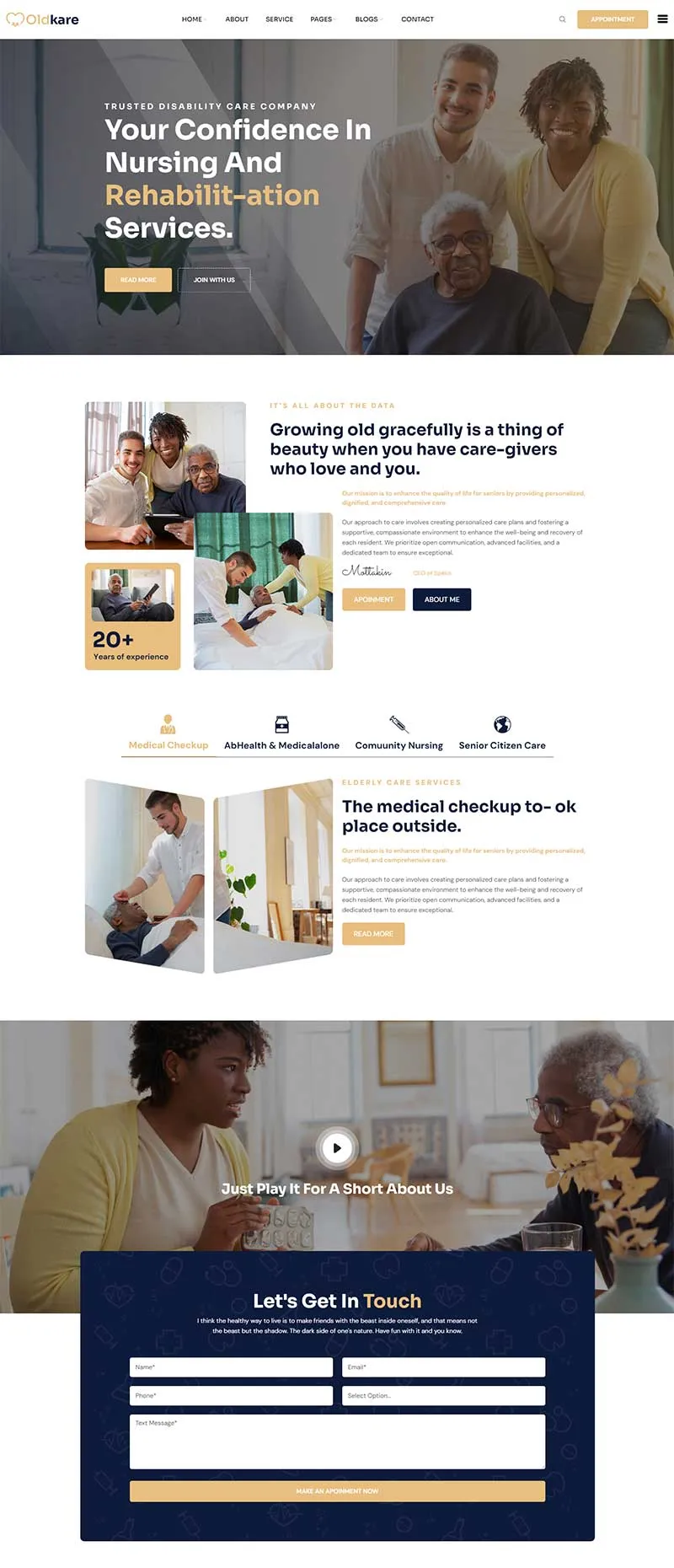 响应式康复机构养老院网页模板-8楼资源网