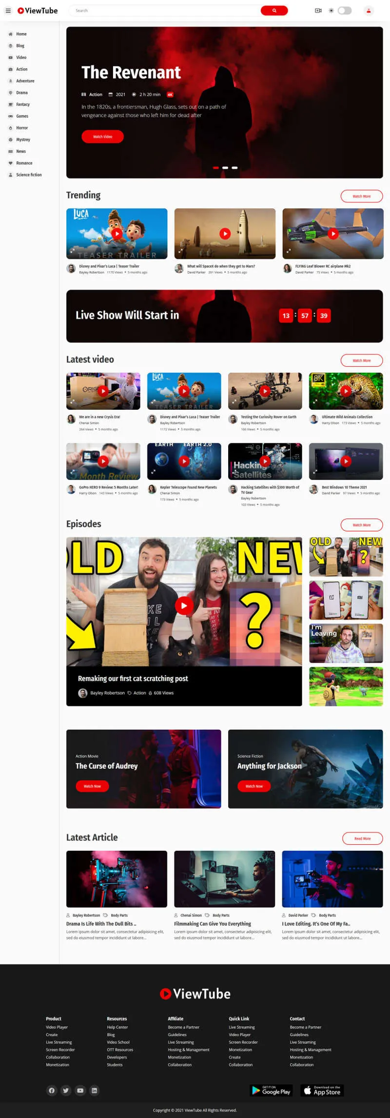 视频电影社交媒体平台HTML5网站模板-8楼资源网