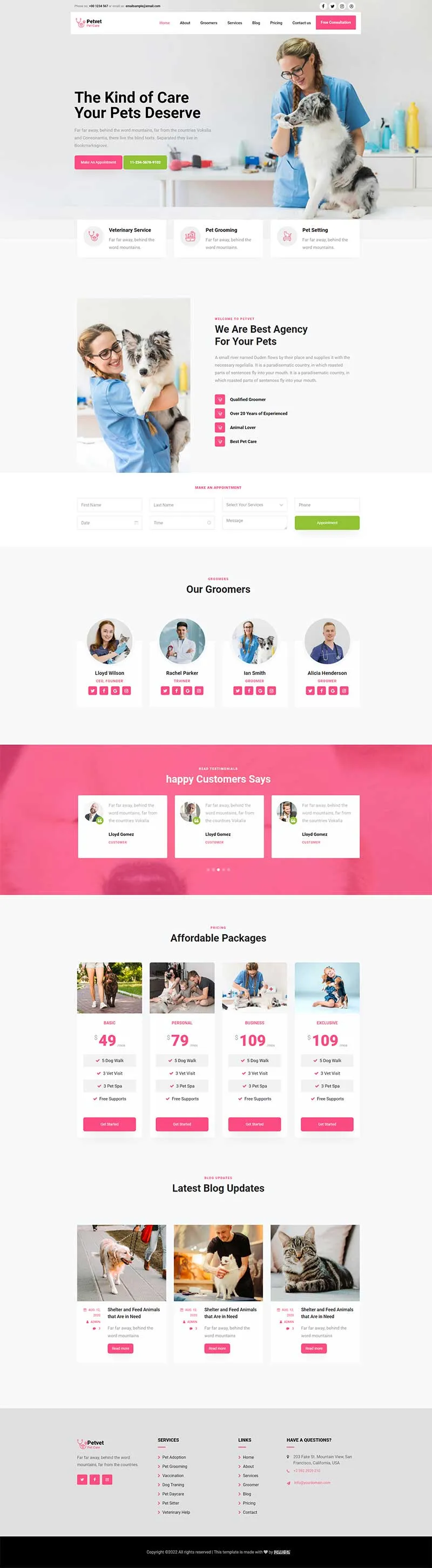 宠物诊所宠物医院html网站模板-8楼资源网