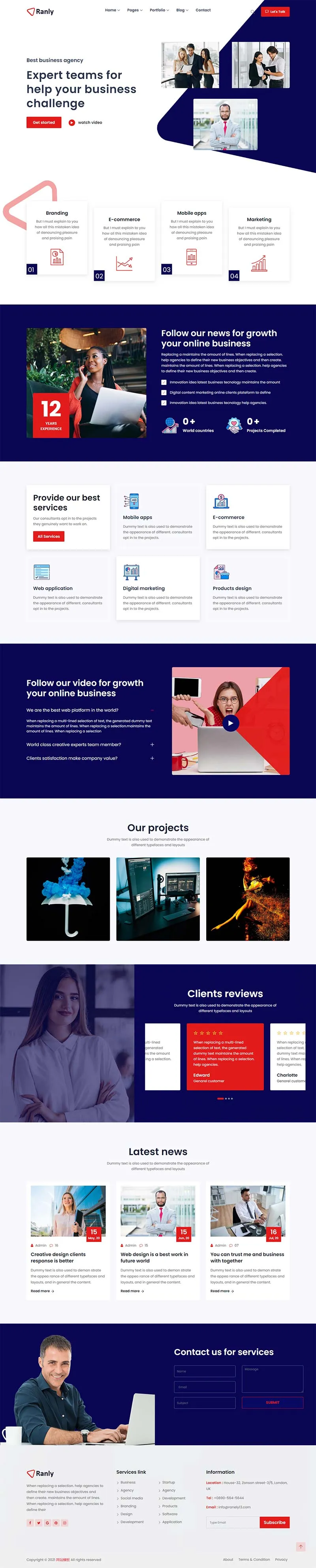 通用型企业服务企业策划公司html网站模板-8楼资源网
