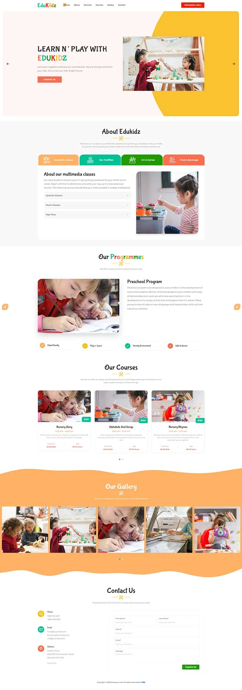 幼儿园托儿所宣传单页html模板-8楼资源网