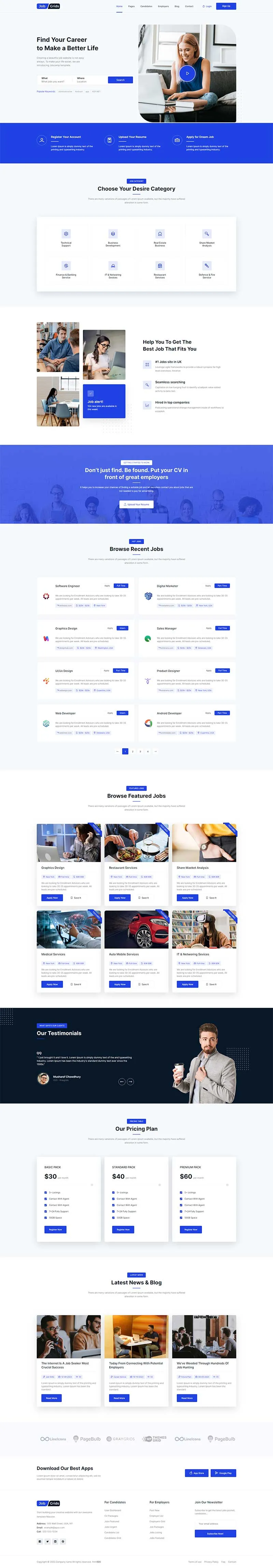 招聘求职平台公司网站html模板-8楼资源网