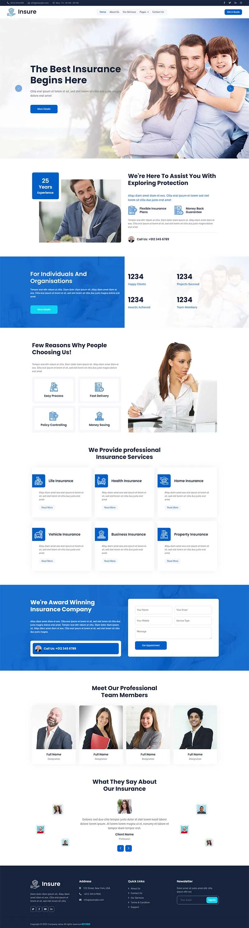 保险服务公司html5网站模板-8楼资源网