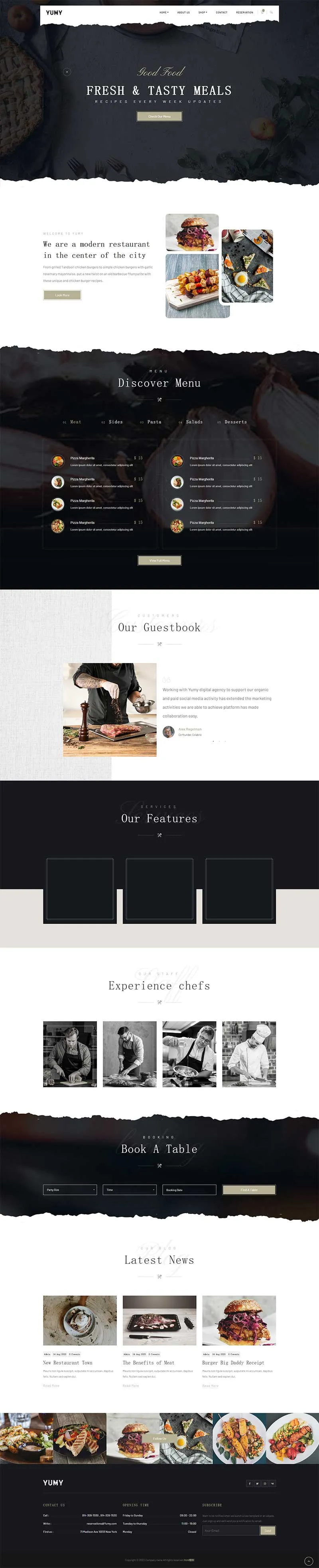 黑色高端私人厨房餐饮类html模板-8楼资源网