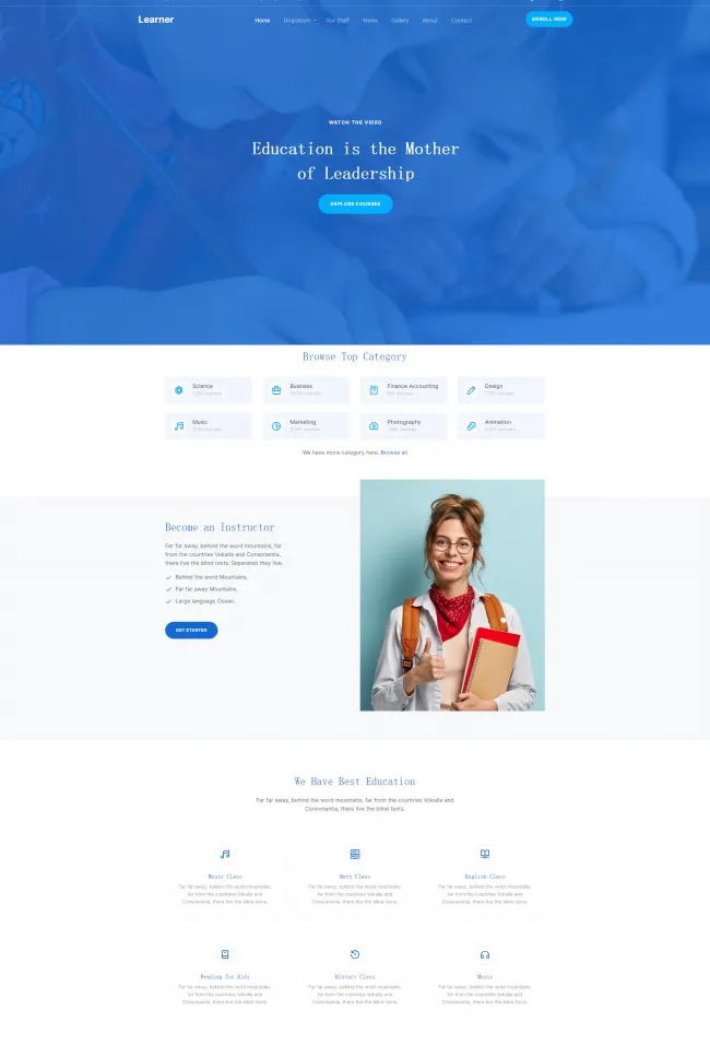 蓝色教育培训机构网站html模板-8楼资源网