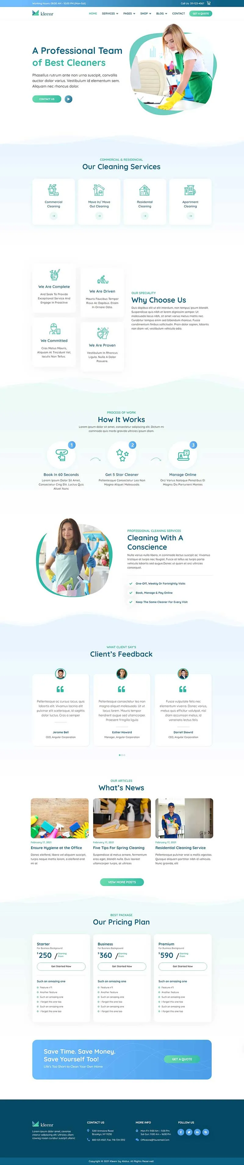 绿色清洁打扫家政服务公司html模板-8楼资源网