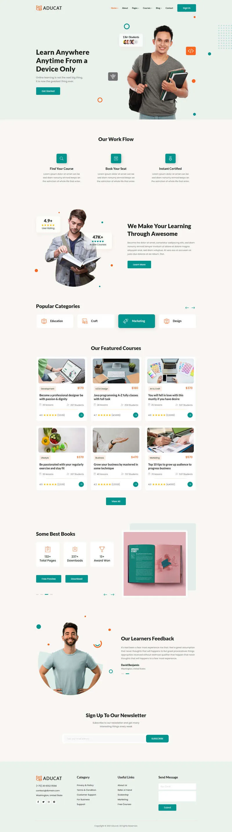 在线教育课程培训平台html网站模板-8楼资源网